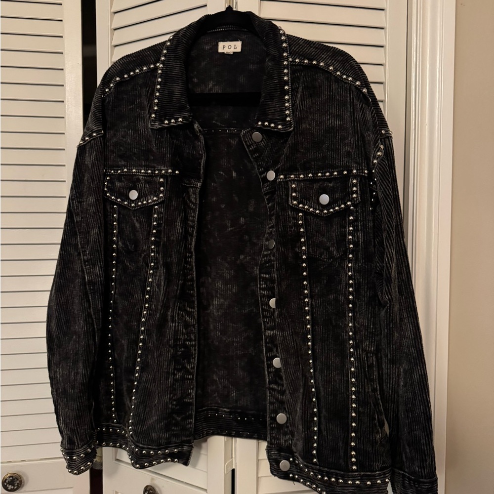 Black Studded Corduroy Jacket